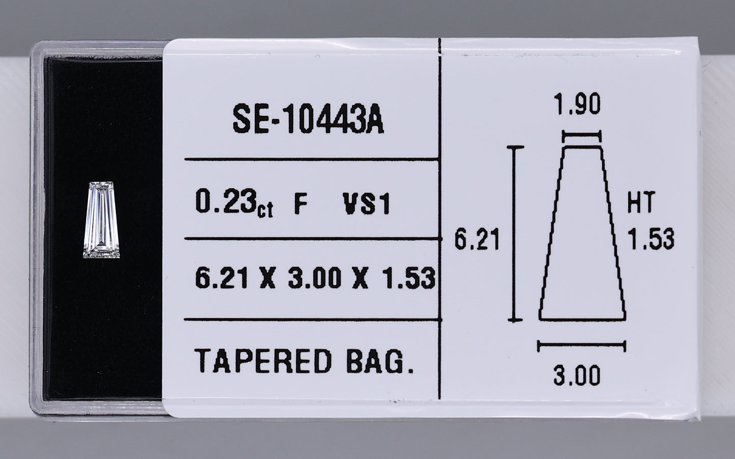 0.23 Carat Natural F VS1 Tapered baguette Diamond SE-10443A