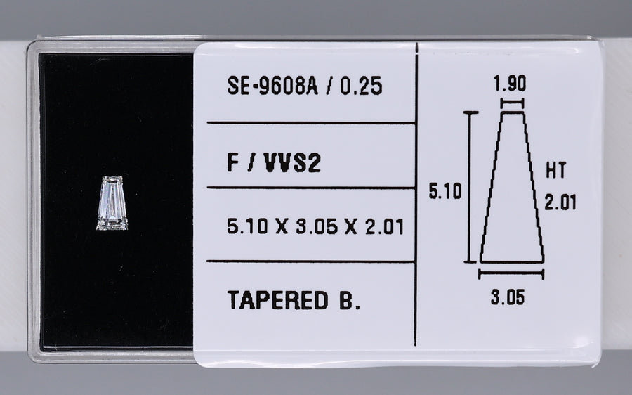 0.25 Carat Natural F VVS2 Tapered baguette Diamond SE-9608A