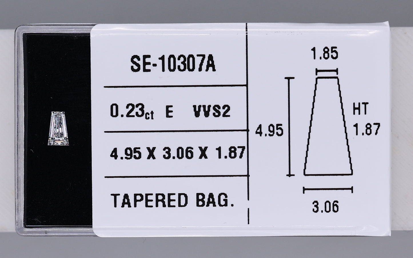 0.23 Carat Natural E VVS2 Tapered baguette Diamond SE-10307A
