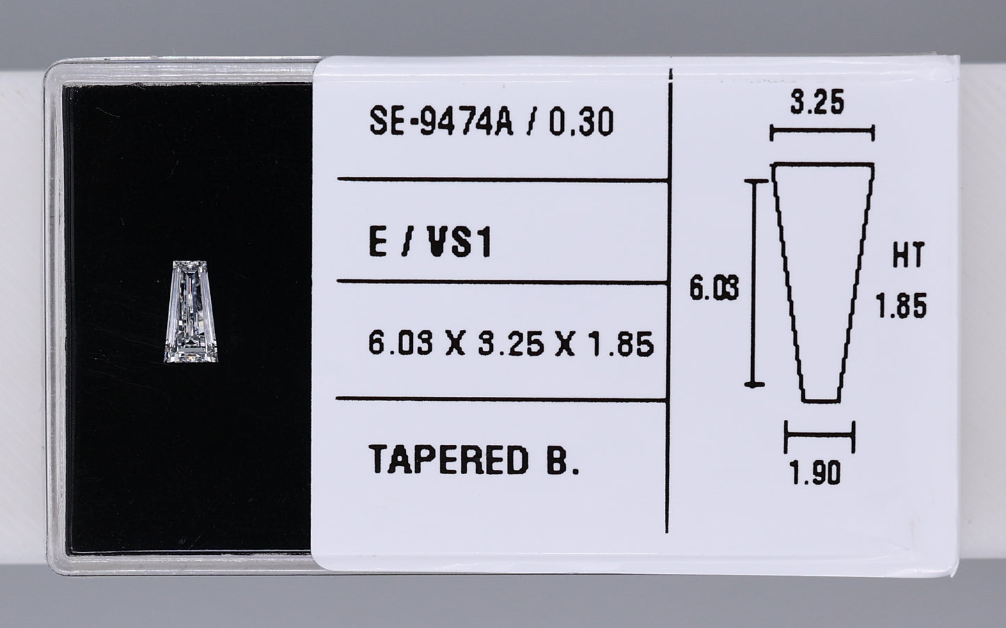 0.30 Carat Natural E VS1 Tapered baguette Diamond SE-9474A