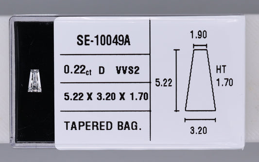 0.22 Carat Natural D VVS2 Tapered baguette Diamond SE-10049A