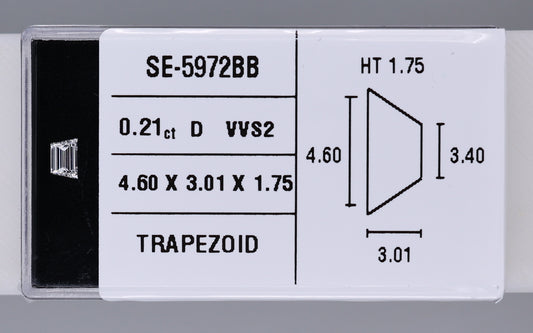0.21 Carat Natural D VVS2 Trapezoid Diamond SE-5972BB
