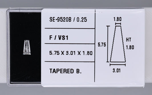 0.25 Carat Natural F VS1 Tapered baguette Diamond SE-9520B