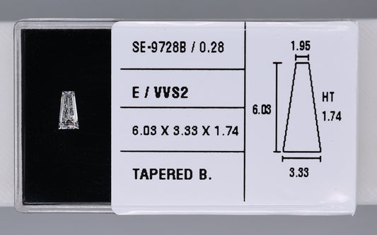0.28 Carat Natural E VVS2 Tapered baguette Diamond SE-9728B