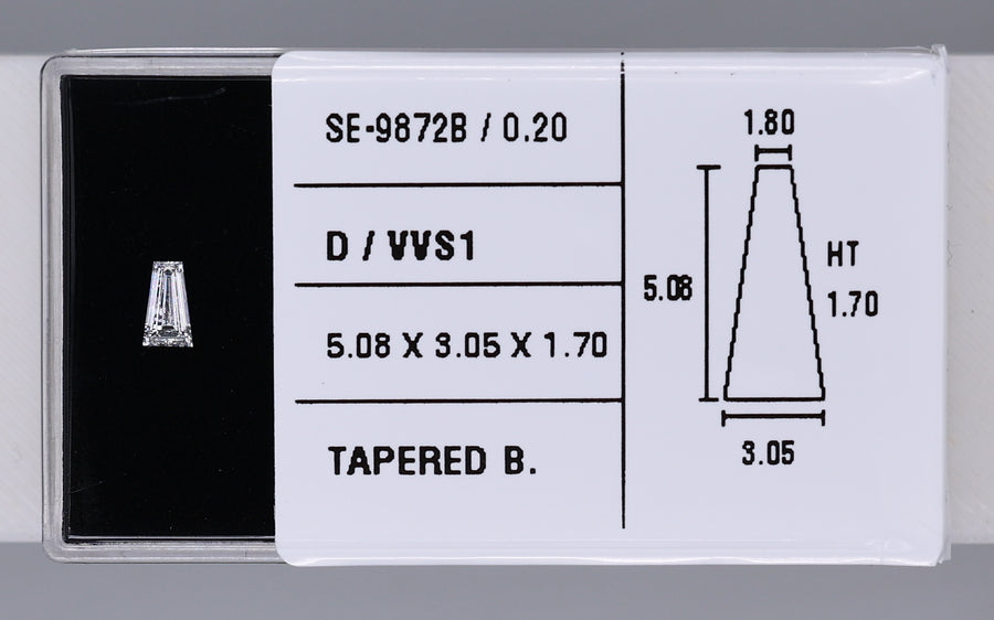 0.20 Carat Natural D VVS1 Tapered baguette Diamond SE-9872B