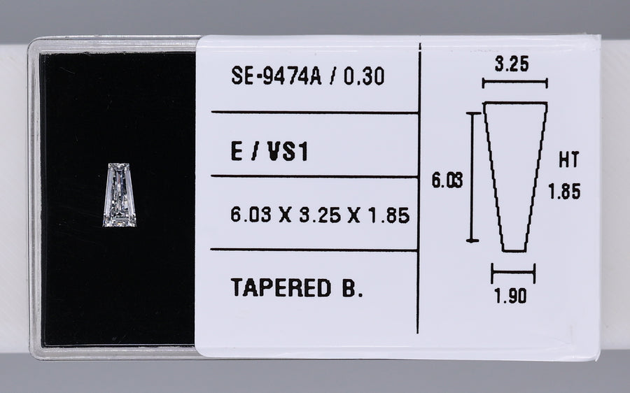 0.30 Carat Natural E VS1 Tapered baguette Diamond SE-9474A