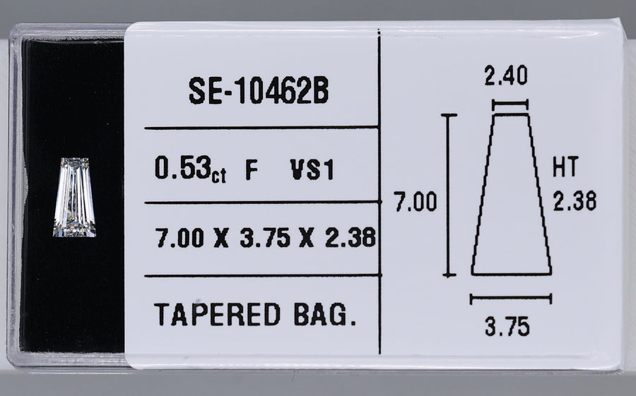 0.53 Carat Natural F VS1 Tapered baguette Diamond SE-10462B