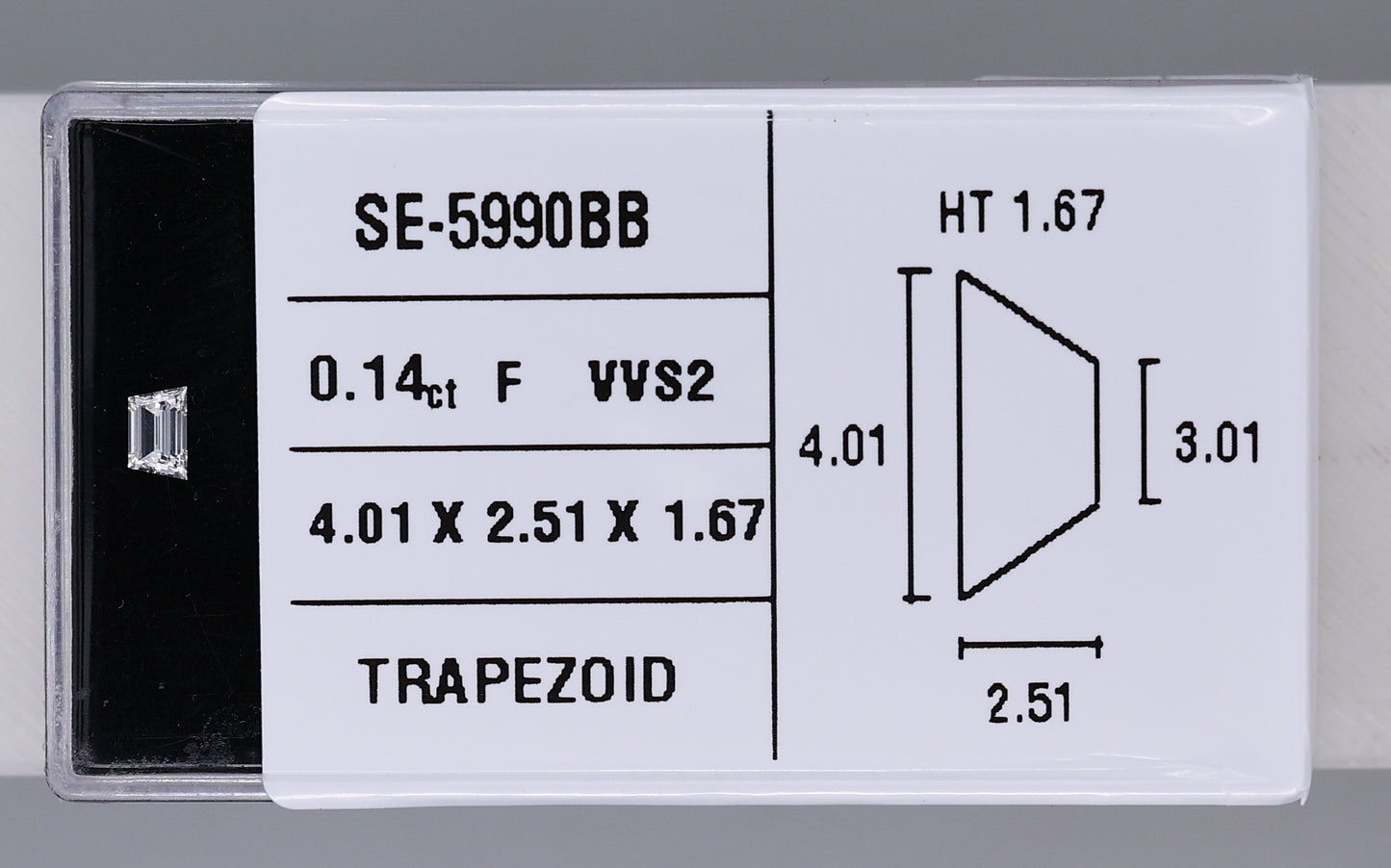 0.14 Carat Natural F VVS2 Trapezoid Diamond SE-5990BB