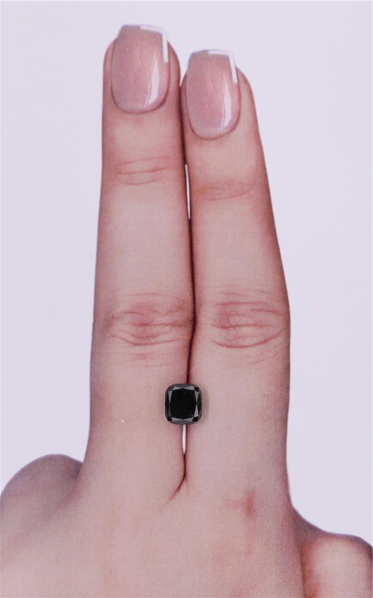 GIA 1.26 Carat Natural Fancy Black Cushion Diamond SE-9255GN