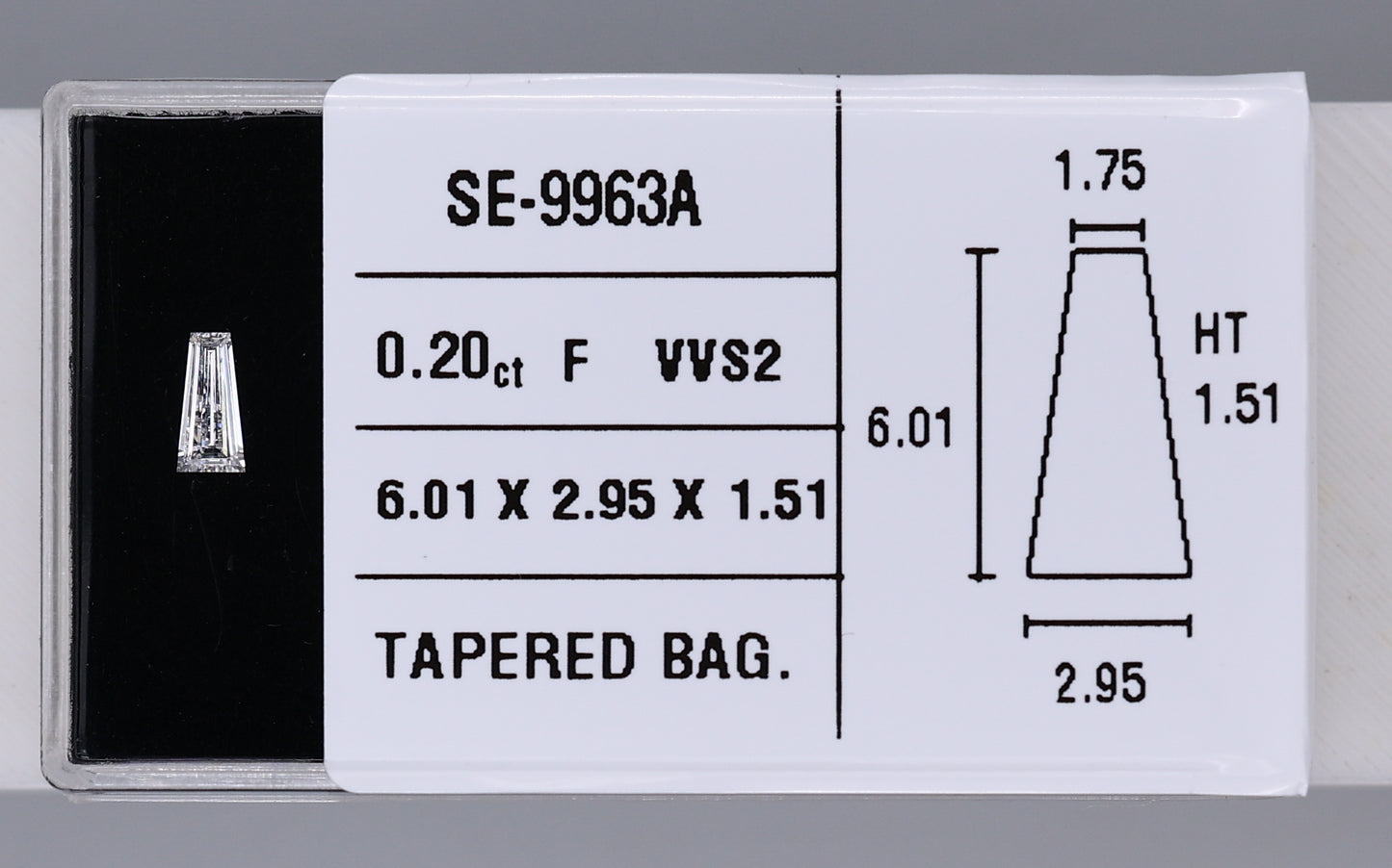 0.20 Carat Natural F VVS2 Tapered baguette Diamond SE-9963A