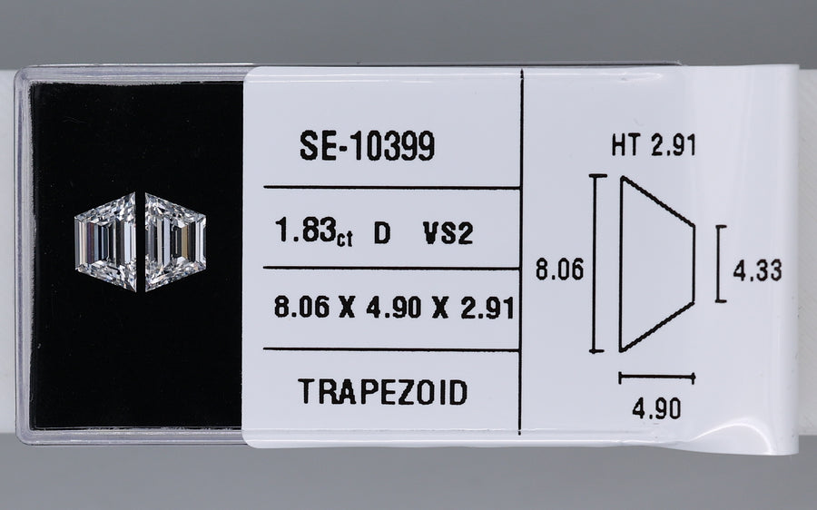 1.83 Carat Natural D VS2 Trapezoid Diamond SE-10399