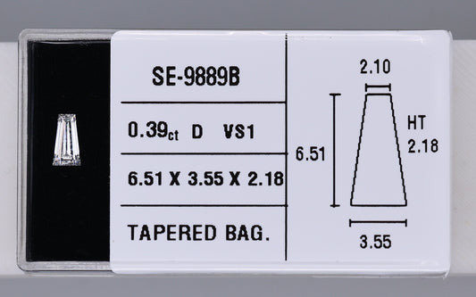 0.39 Carat Natural D VS1 Tapered baguette Diamond SE-9889B