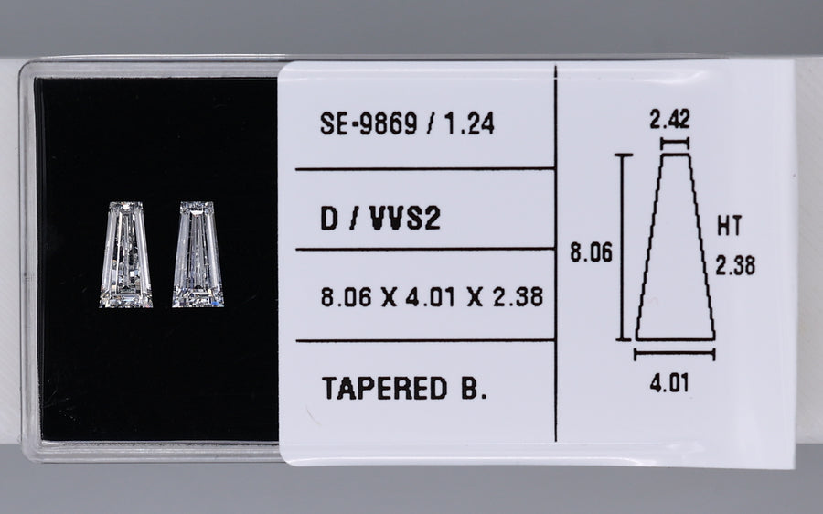1.24 Carat Natural D VVS2 Tapered baguette Diamond SE-9869