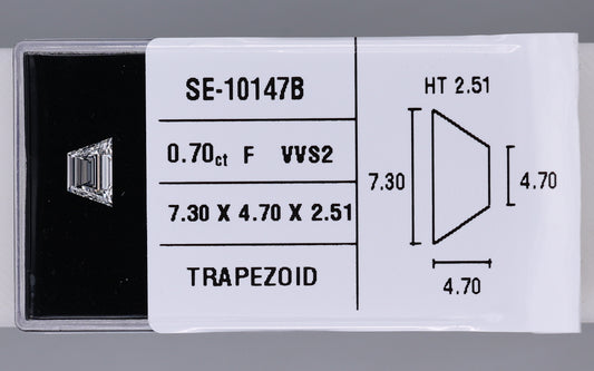 0.70 Carat Natural F VVS2 Trapezoid Diamond SE-10147B