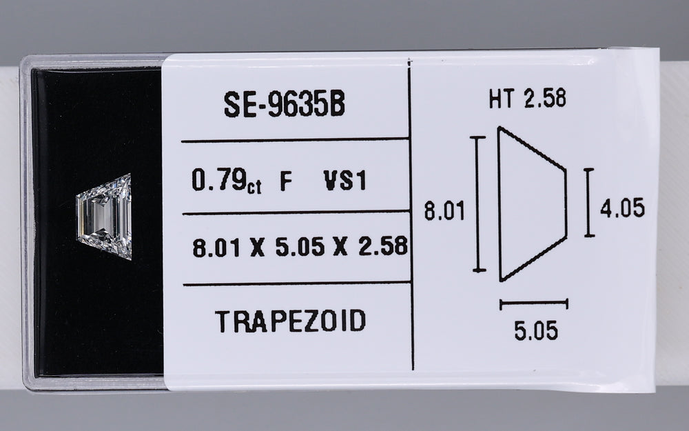0.79 Carat Natural F VS1 Trapezoid Diamond SE-9635B