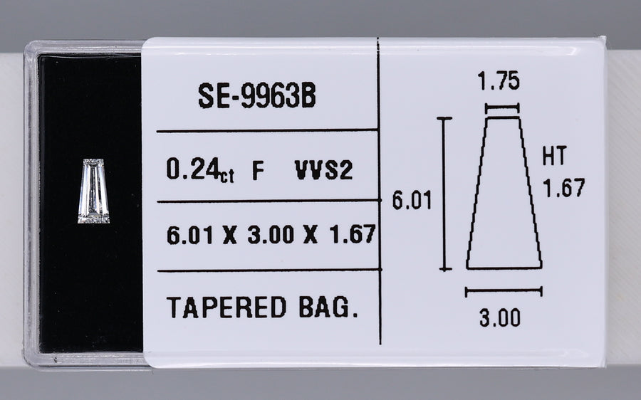 0.24 Carat Natural F VVS2 Tapered baguette Diamond SE-9963B