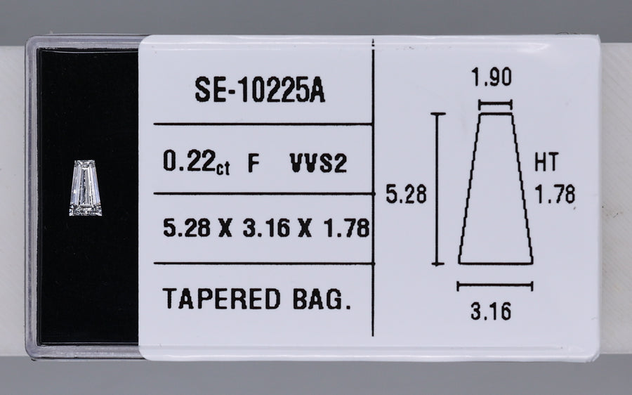 0.22 Carat Natural F VVS2 Tapered baguette Diamond SE-10225A