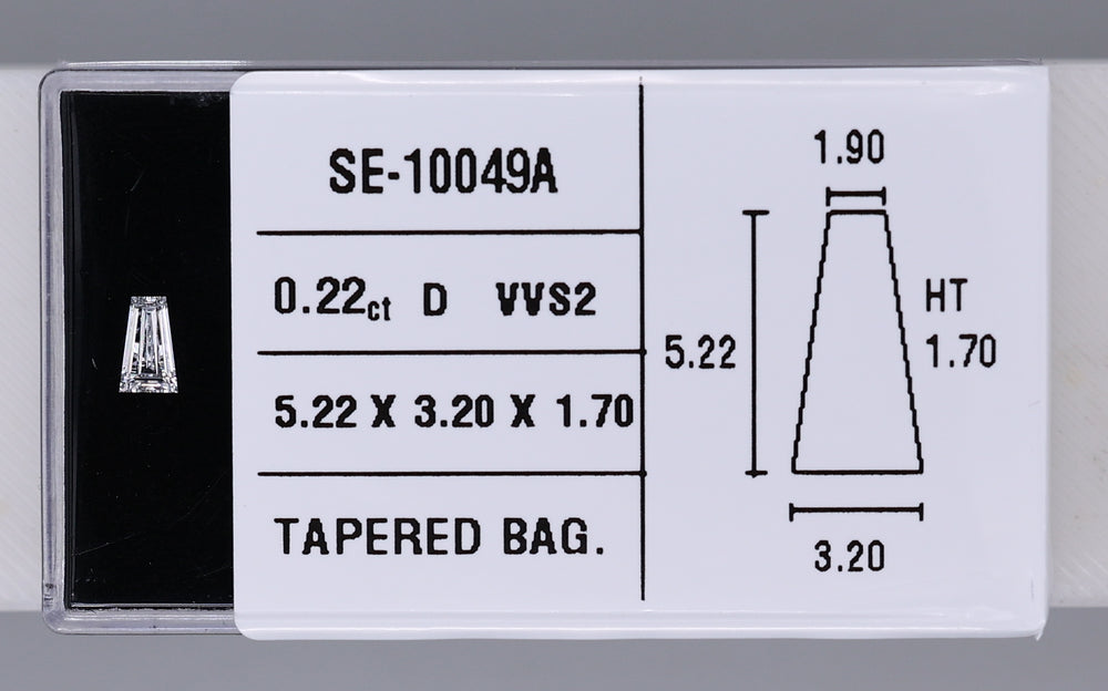 0.22 Carat Natural D VVS2 Tapered baguette Diamond SE-10049A