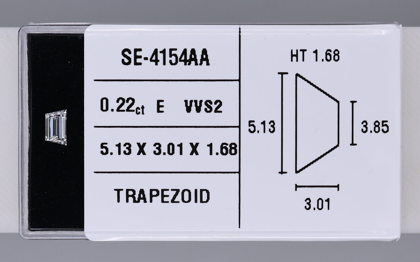 0.22 Carat Natural E VVS2 Trapezoid Diamond SE-4154AA