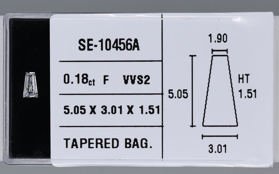 0.18 Carat Natural F VVS2 Tapered baguette Diamond SE-10456A
