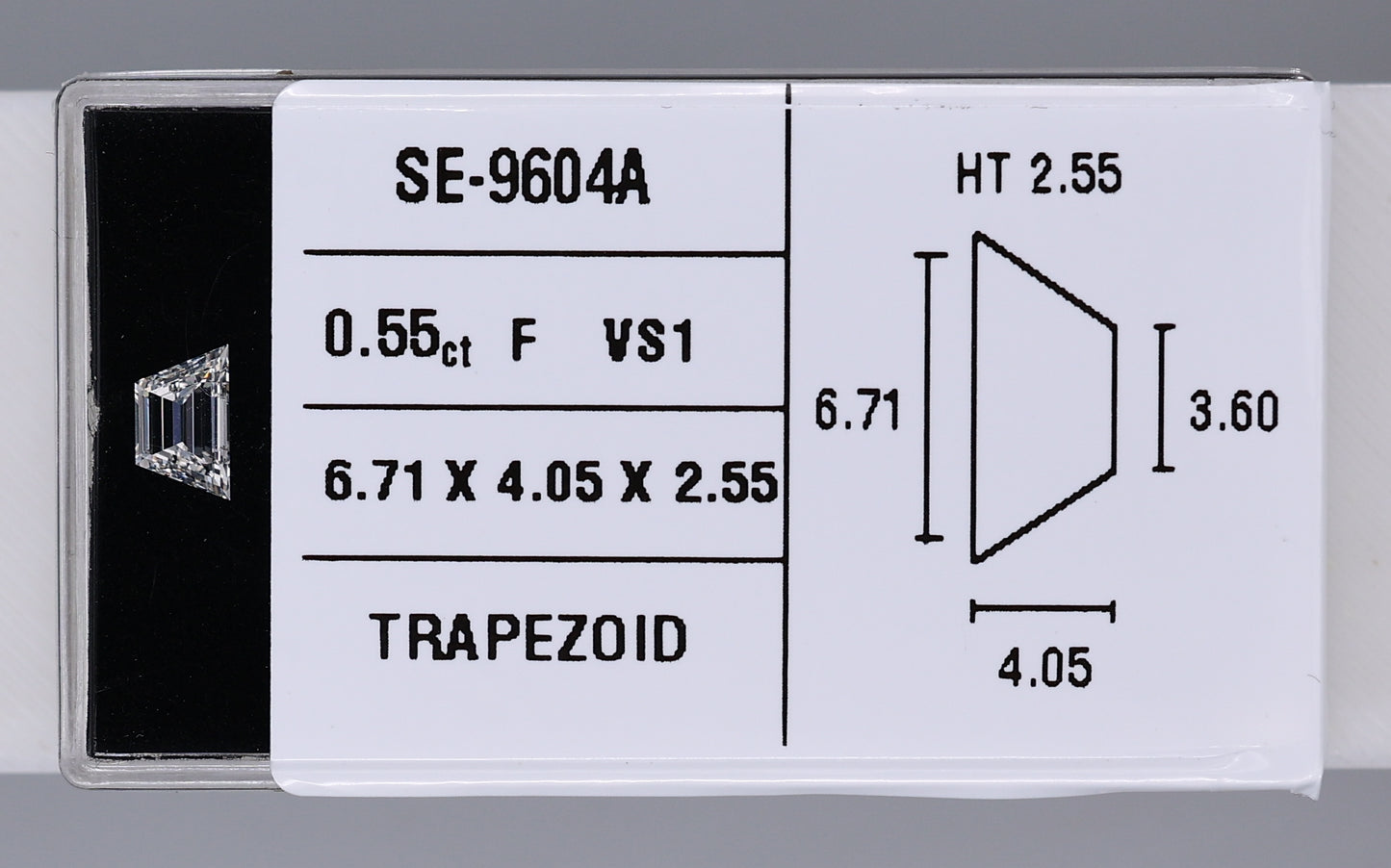 0.55 Carat Natural F VS1 Trapezoid Diamond SE-9604A
