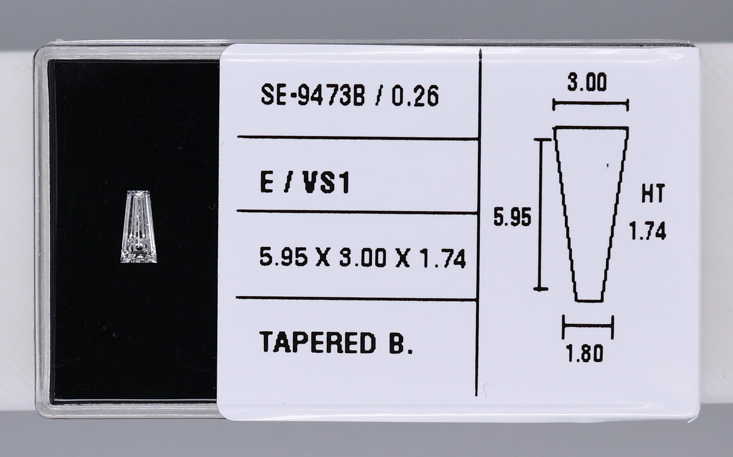 0.26 Carat Natural E VS1 Tapered baguette Diamond SE-9473B