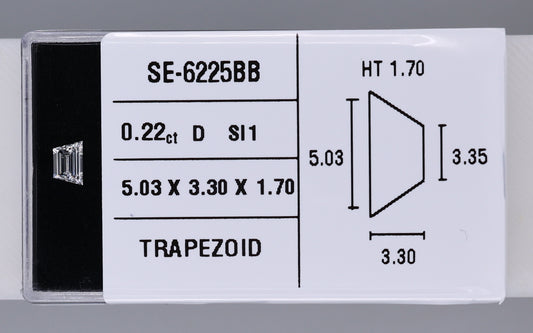 0.22 Carat Natural D SI1 Trapezoid Diamond SE-6225BB
