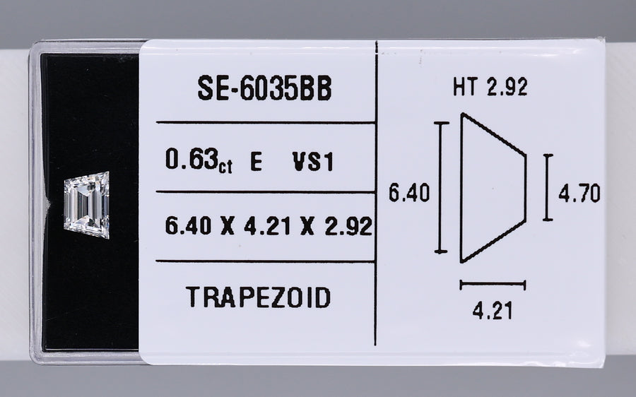 0.63 Carat Natural E VS1 Trapezoid Diamond SE-6035BB