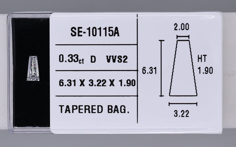 0.33 Carat Natural D VVS2 Tapered baguette Diamond SE-10115A