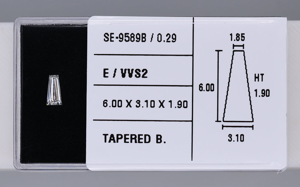 0.29 Carat Natural E VVS2 Tapered baguette Diamond SE-9589B