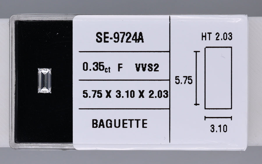0.35 Carat Natural F VVS2 Baguette Diamond SE-9724A
