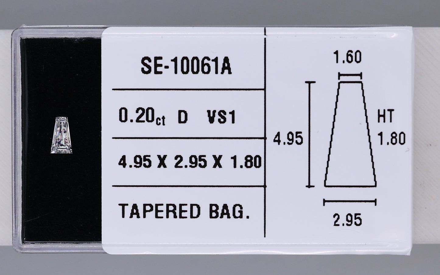 0.20 Carat Natural D VS1 Tapered baguette Diamond SE-10061A