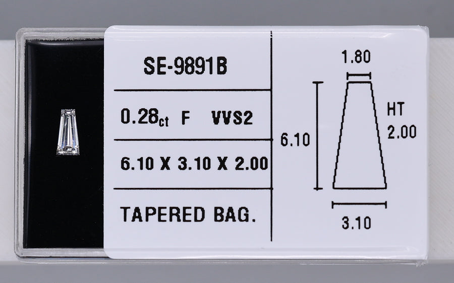0.28 Carat Natural F VVS2 Tapered baguette Diamond SE-9891B