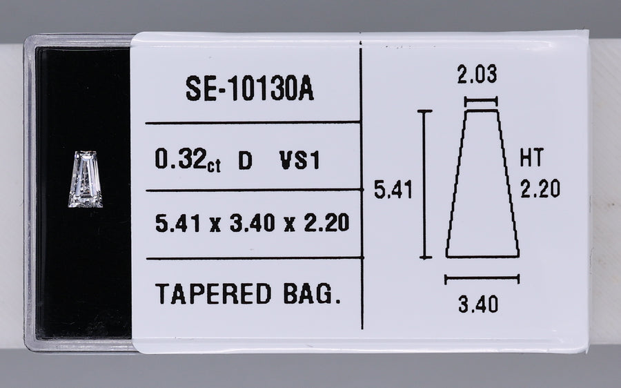 0.32 Carat Natural D VS1 Tapered baguette Diamond SE-10130A