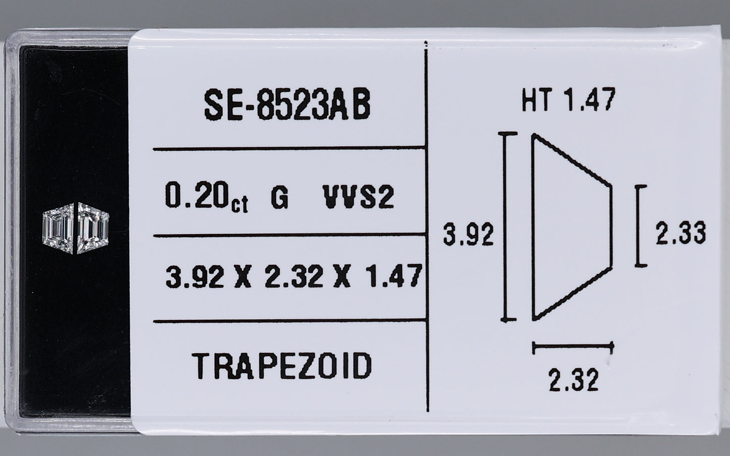 0.20 Carat Natural G VVS2 Trapezoid Diamond SE-8523AB