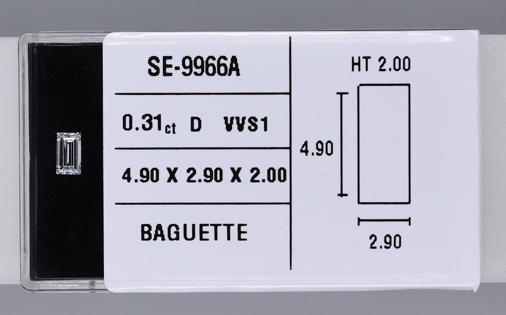 0.31 Carat Natural D VVS1 Baguette Diamond SE-9966A