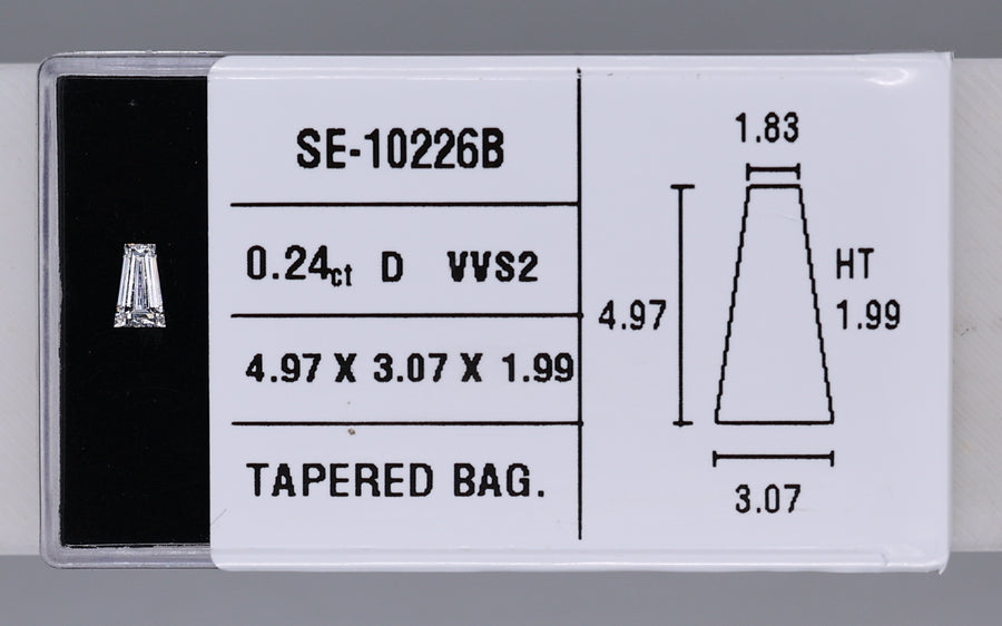 0.24 Carat Natural D VVS2 Tapered baguette Diamond SE-10226B