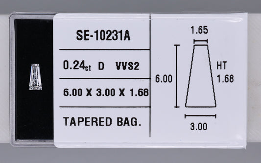 0.24 Carat Natural D VVS2 Tapered baguette Diamond SE-10231A