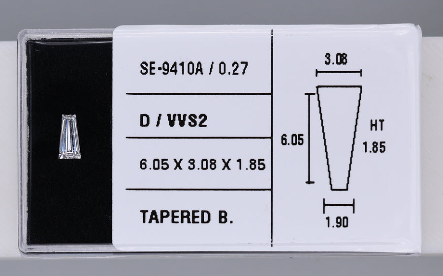0.27 Carat Natural D VVS2 Tapered baguette Diamond SE-9410A