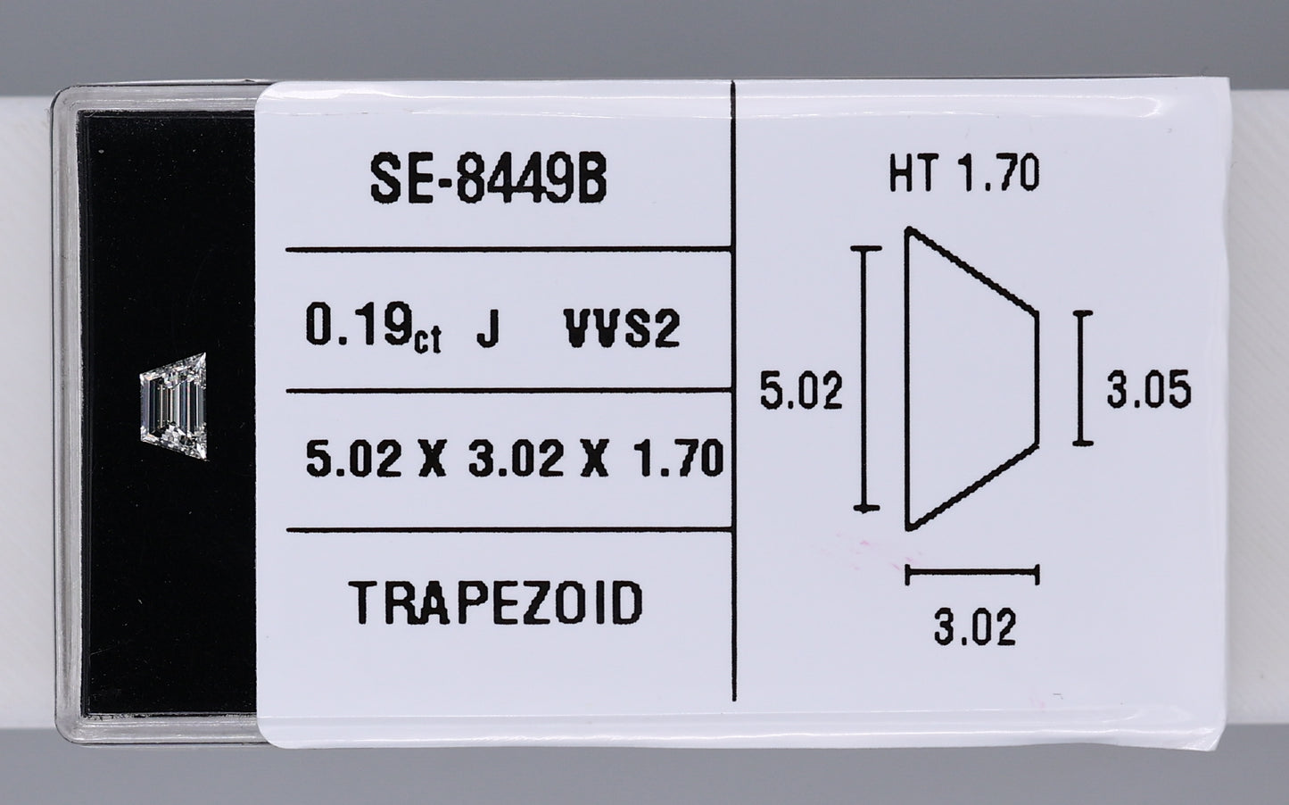 0.19 Carat Natural J VVS2 Trapezoid Diamond SE-8449BB