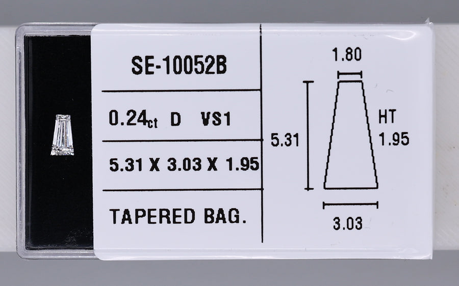 0.24 Carat Natural D VS1 Tapered baguette Diamond SE-10052B