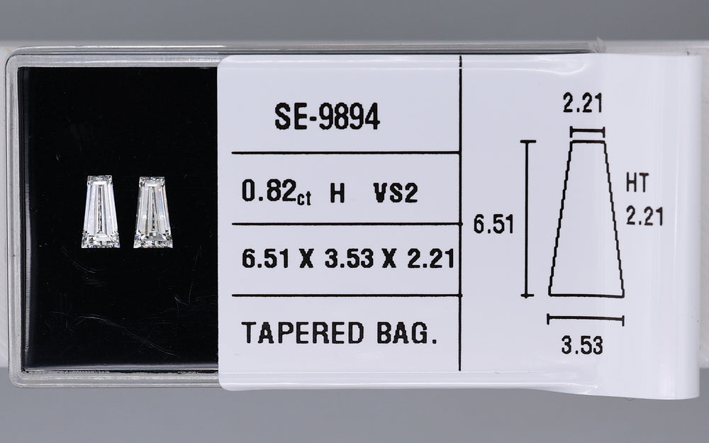 0.82 Carat Natural H VS2 Tapered baguette Diamond SE-9894