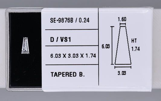 0.24 Carat Natural D VS1 Tapered baguette Diamond SE-9876B