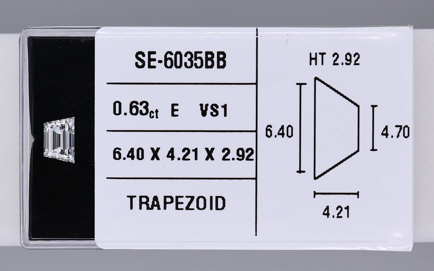 0.63 Carat Natural E VS1 Trapezoid Diamond SE-6035BB