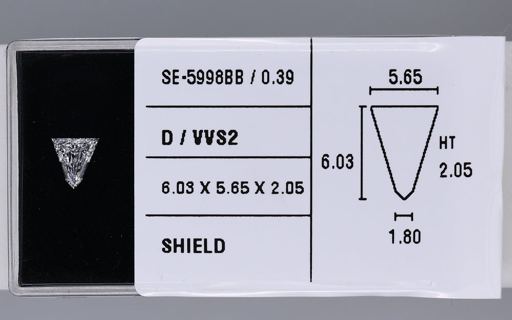 0.39 Carat Natural D VVS2 Shield Diamond SE-5998BB