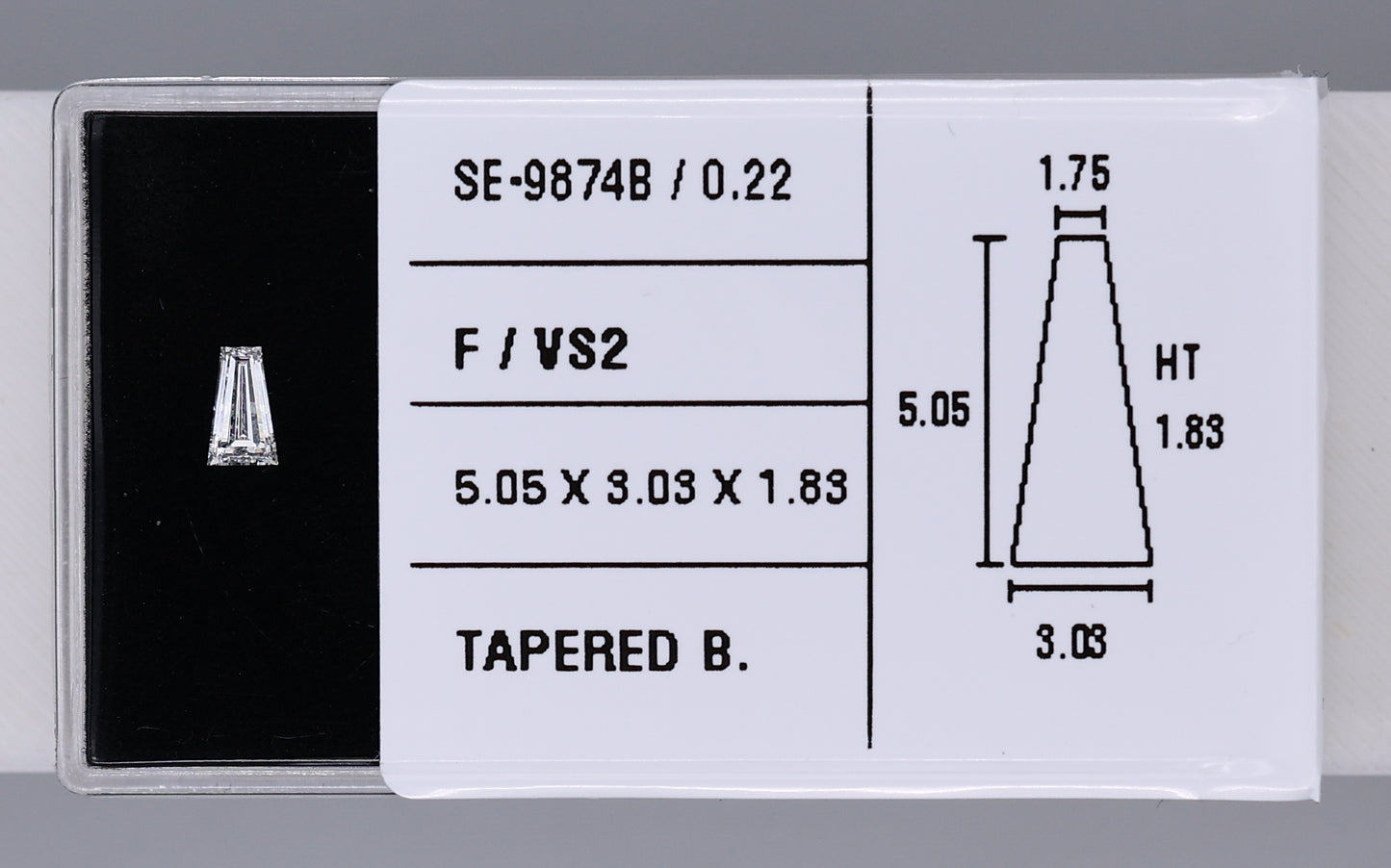 0.22 Carat Natural F VS2 Tapered baguette Diamond SE-9874B