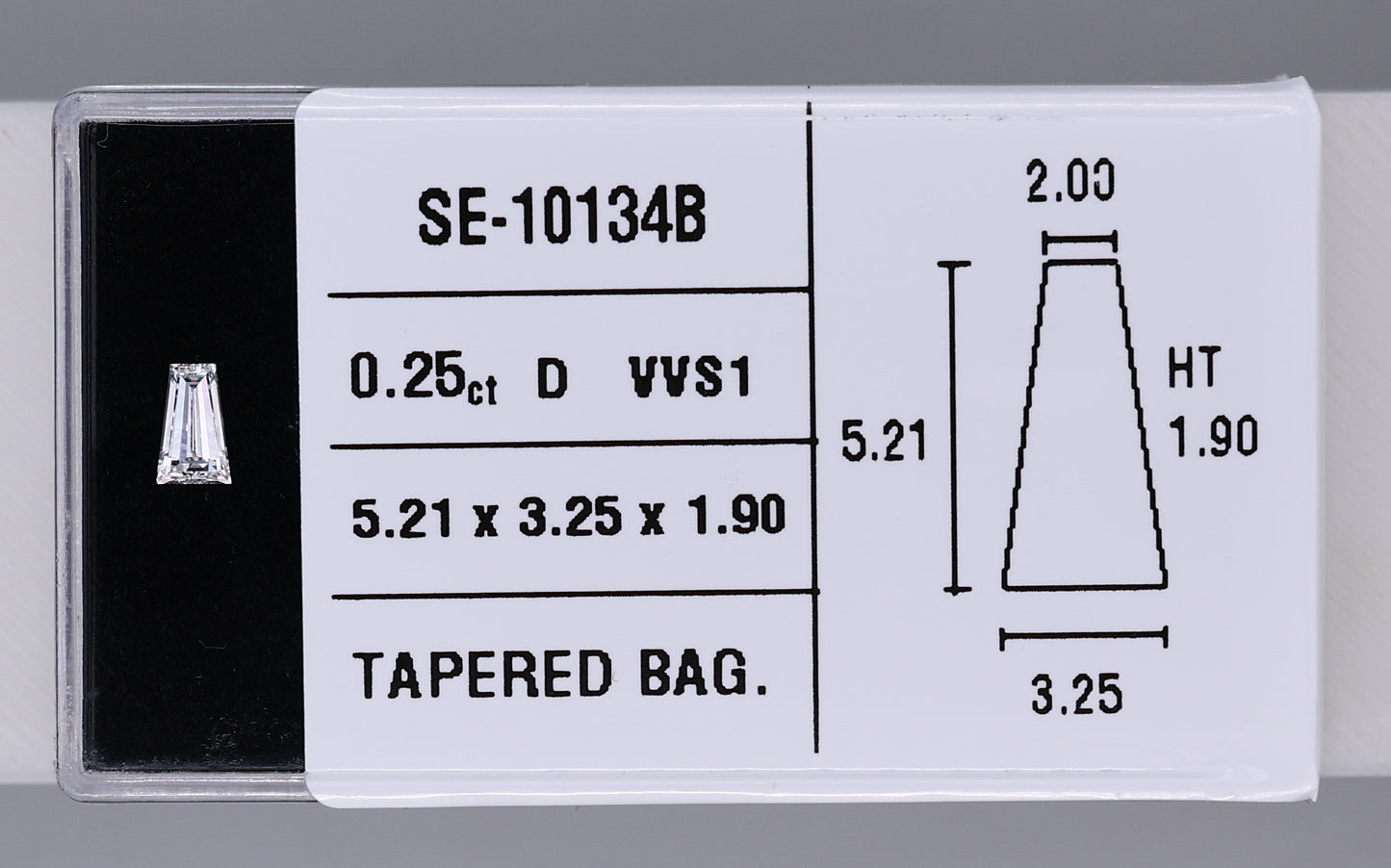 0.25 Carat Natural D VVS1 Tapered baguette Diamond SE-10134B