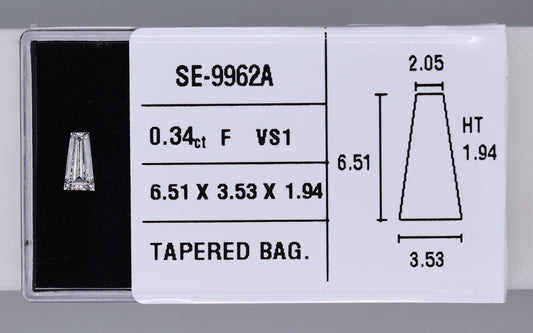 0.34 Carat Natural F VS1 Tapered baguette Diamond SE-9962A