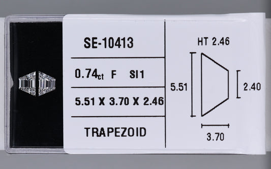 0.74 Carat Natural F SI1 Trapezoid Diamond SE-10413