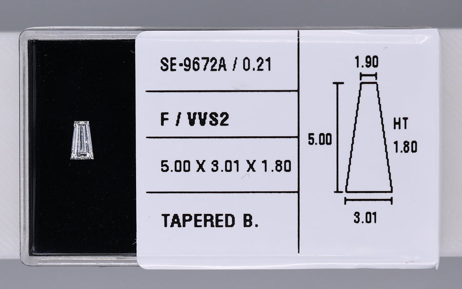 0.21 Carat Natural F VVS2 Tapered baguette Diamond SE-9672A